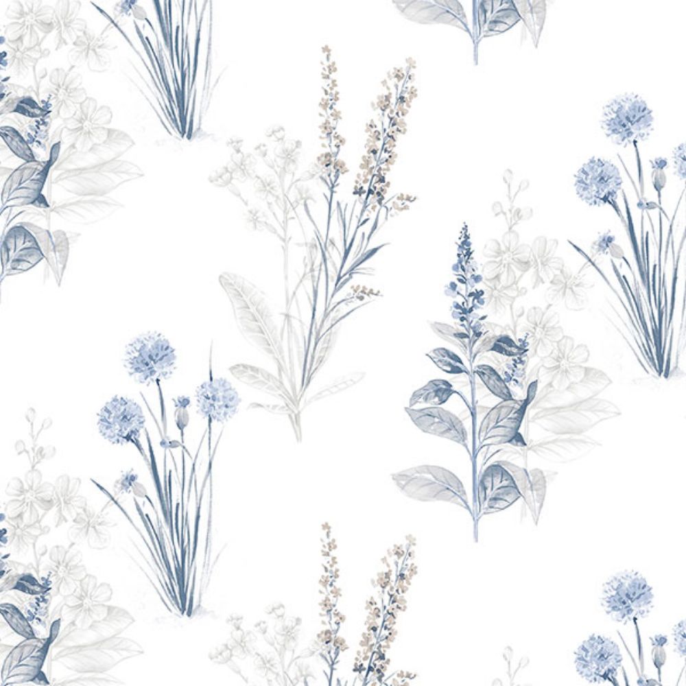 Patton Wallcoverings AF37716 Flourish (Abby Rose 4) Flora Wallpaper in Blues & Greys